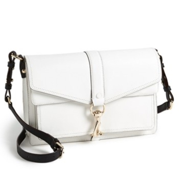 Rebecca Minkoff Hudson Moto Crossbody Bag White White Leather Shoulder Bag - Picture 1 of 5